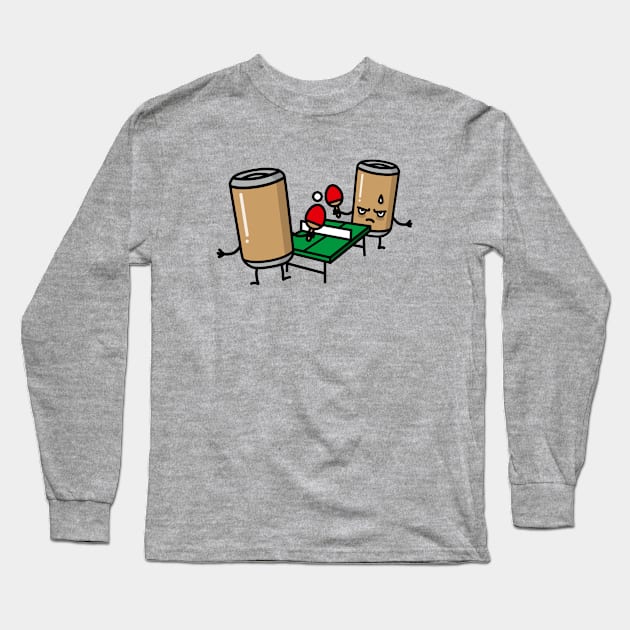 Funny Ping-Pong, Beer Pong, Beer cans playing Table Tennis Long Sleeve T-Shirt by LaundryFactory